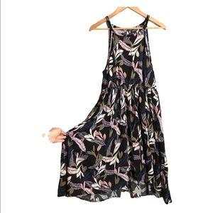 Torrid | Black Sleeveless Dress Pink Floral print keyhole button back
